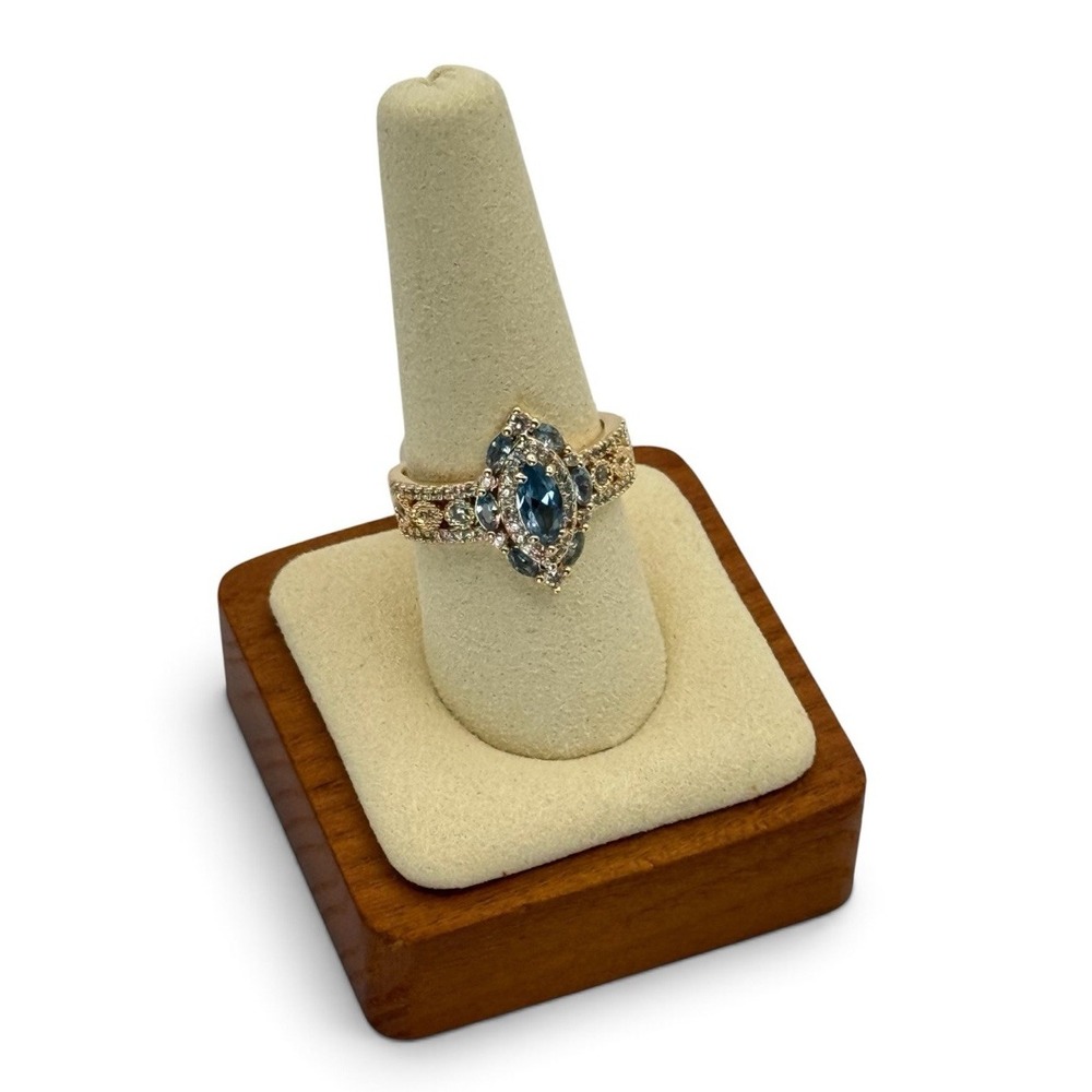 Bomb Party Take The Throne Blue Zircon Spinel Gold Plated Ring Size 9 RG28104
